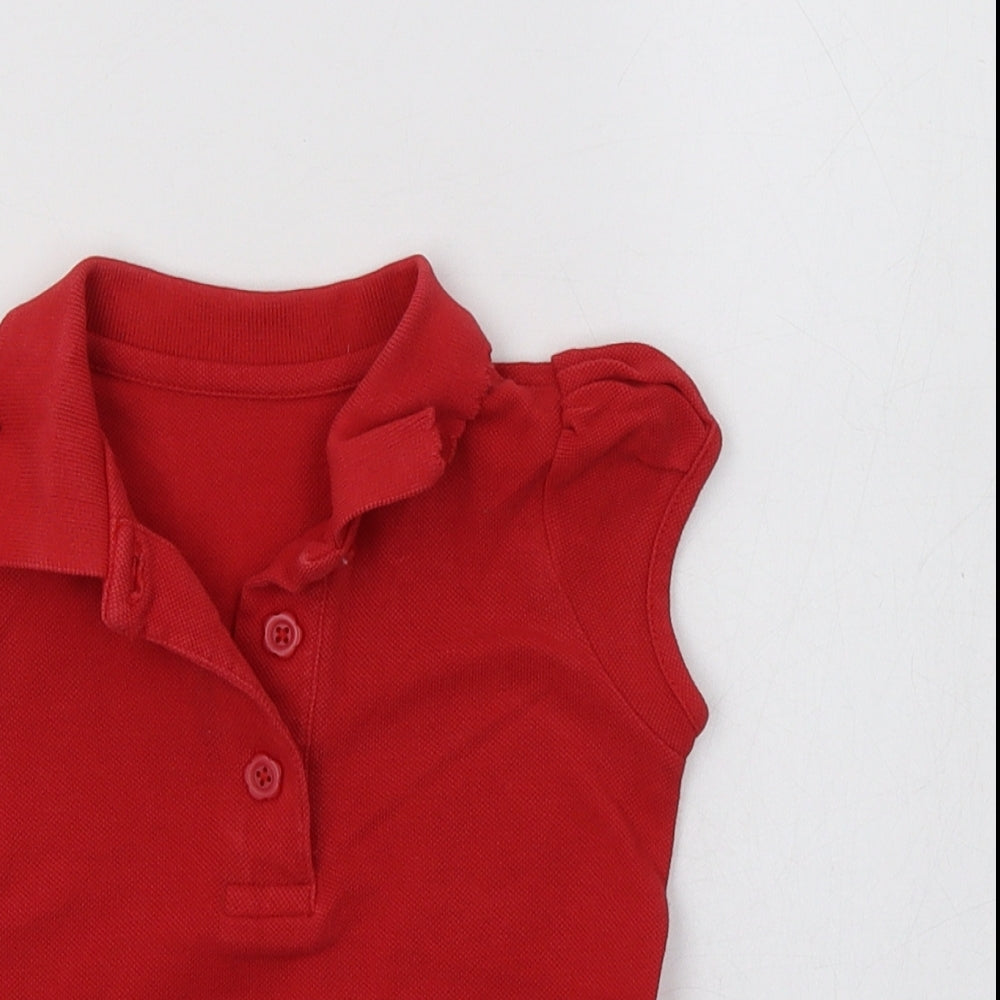 Matalan Girls Red  Cotton Basic Polo Size 3 Years Collared Button - School Wear