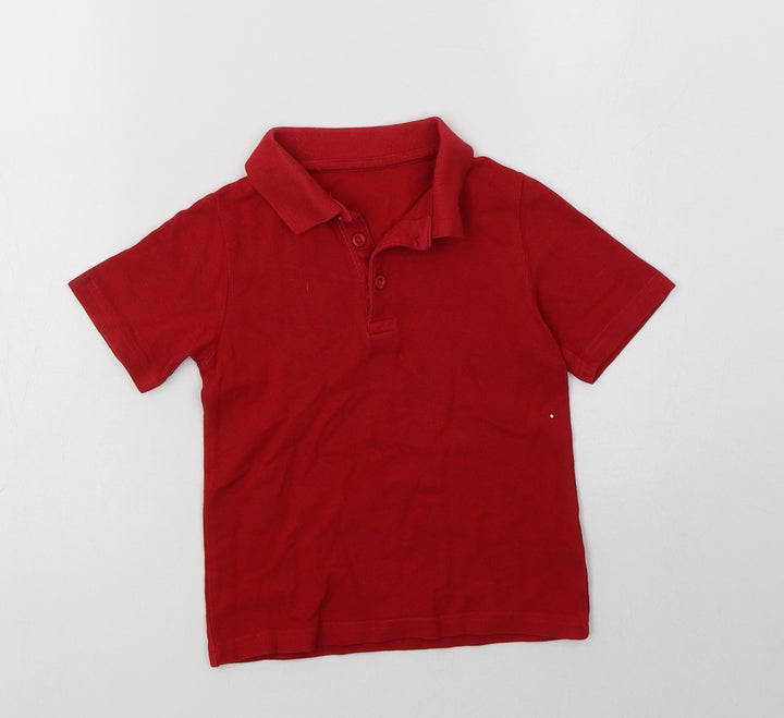 Matalan Boys Red Cotton Basic Dress Shirt Size 4 Years Collared Button - School Wear