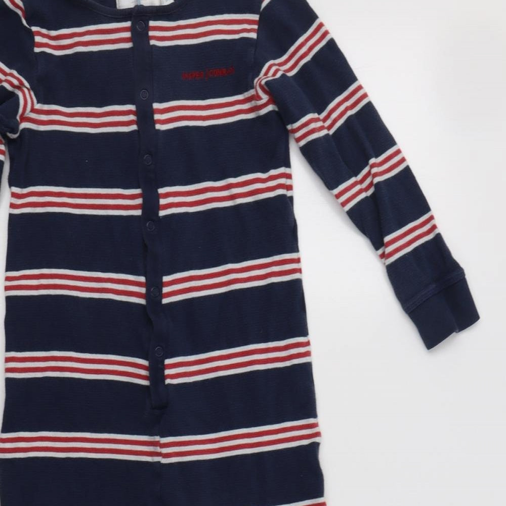 Jasper Conran Boys Blue Striped Cotton  Bodysuit Size 9-10 Years  Snap - Onesie