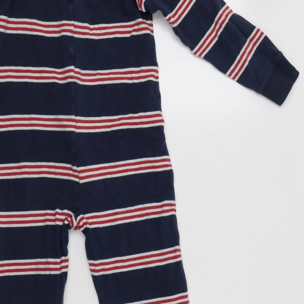 Jasper Conran Boys Blue Striped Cotton  Bodysuit Size 9-10 Years  Snap - Onesie