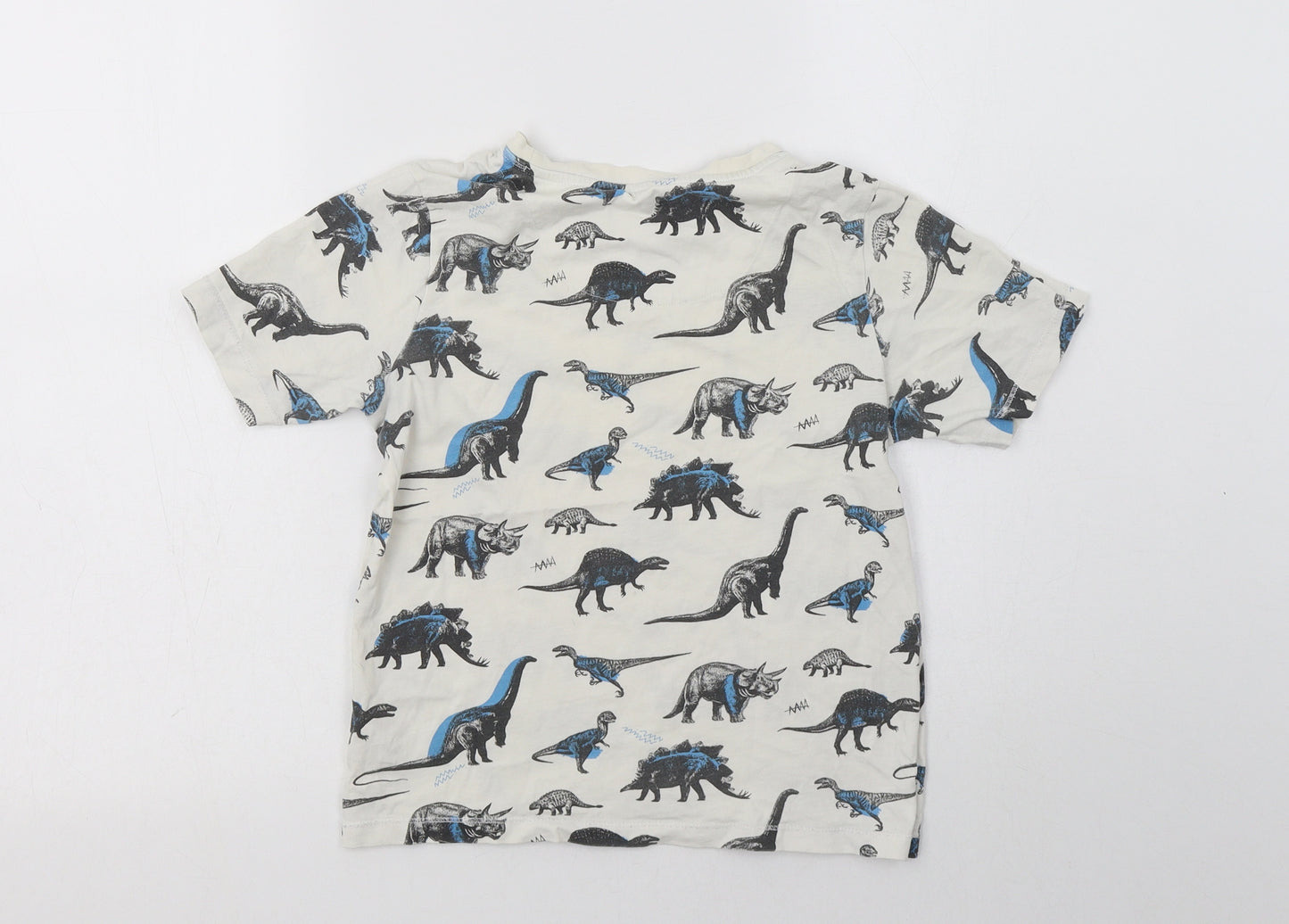 TU Boys White Geometric Cotton  Pyjama Top Size 8-9 Years   - Dinosaur Print