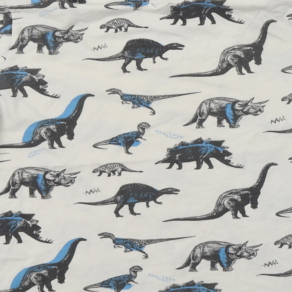 TU Boys White Geometric Cotton  Pyjama Top Size 8-9 Years   - Dinosaur Print