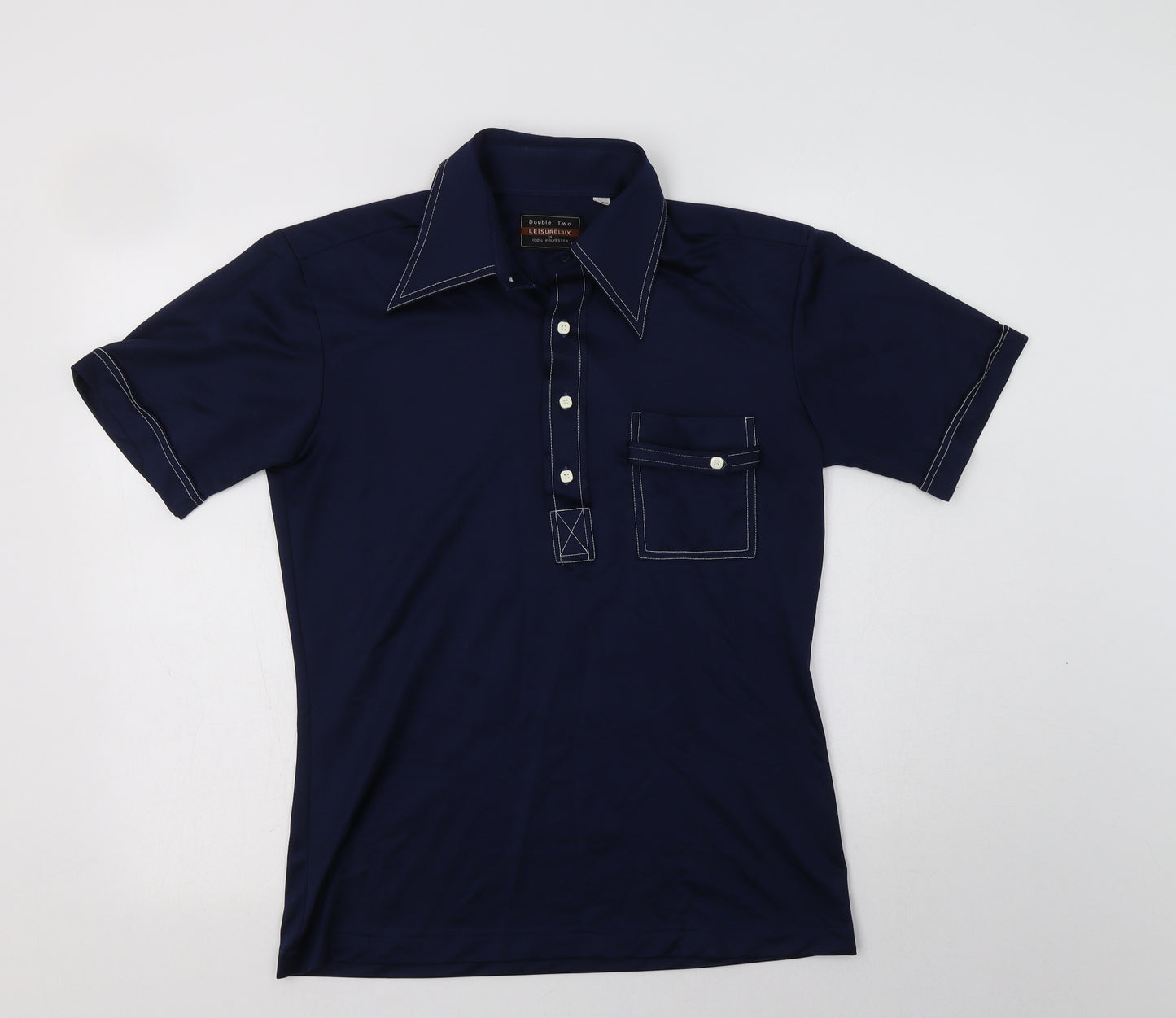 Double TWO Womens Blue  Polyester Basic Polo Size M Collared