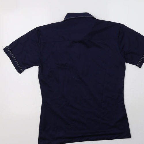 Double TWO Womens Blue  Polyester Basic Polo Size M Collared
