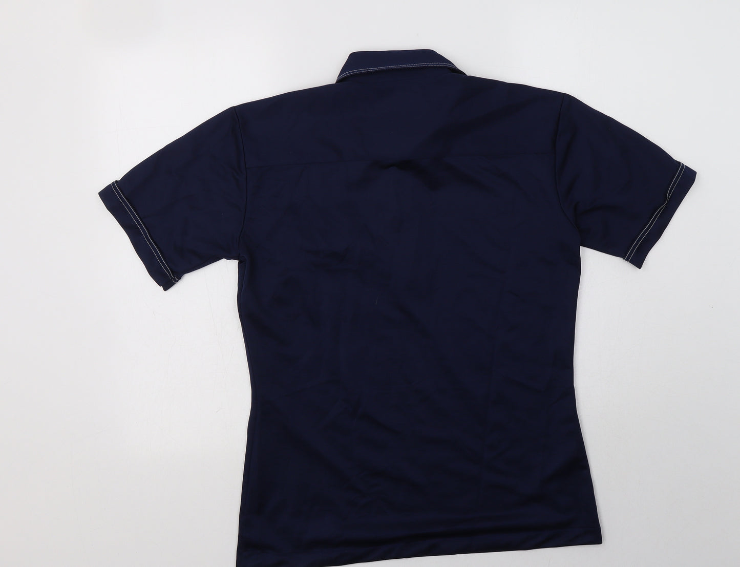 Double TWO Womens Blue  Polyester Basic Polo Size M Collared