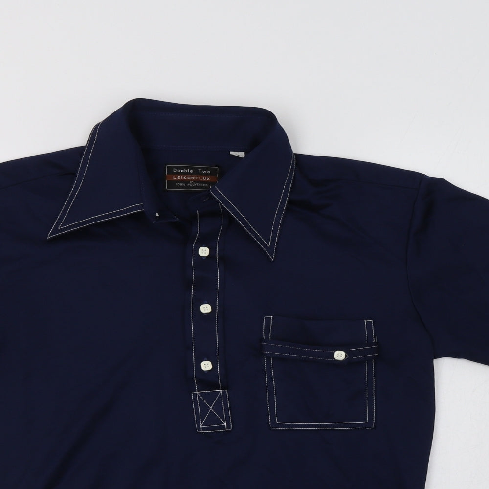 Double TWO Womens Blue  Polyester Basic Polo Size M Collared