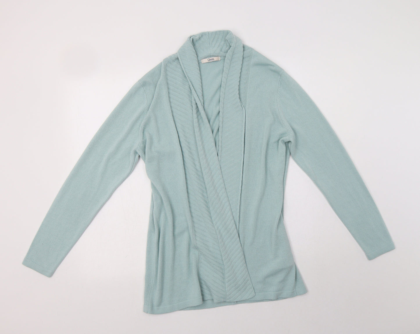 m&s Womens Green V-Neck  Acrylic Cardigan Jumper Size 16