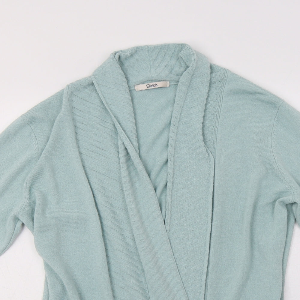 m&s Womens Green V-Neck  Acrylic Cardigan Jumper Size 16
