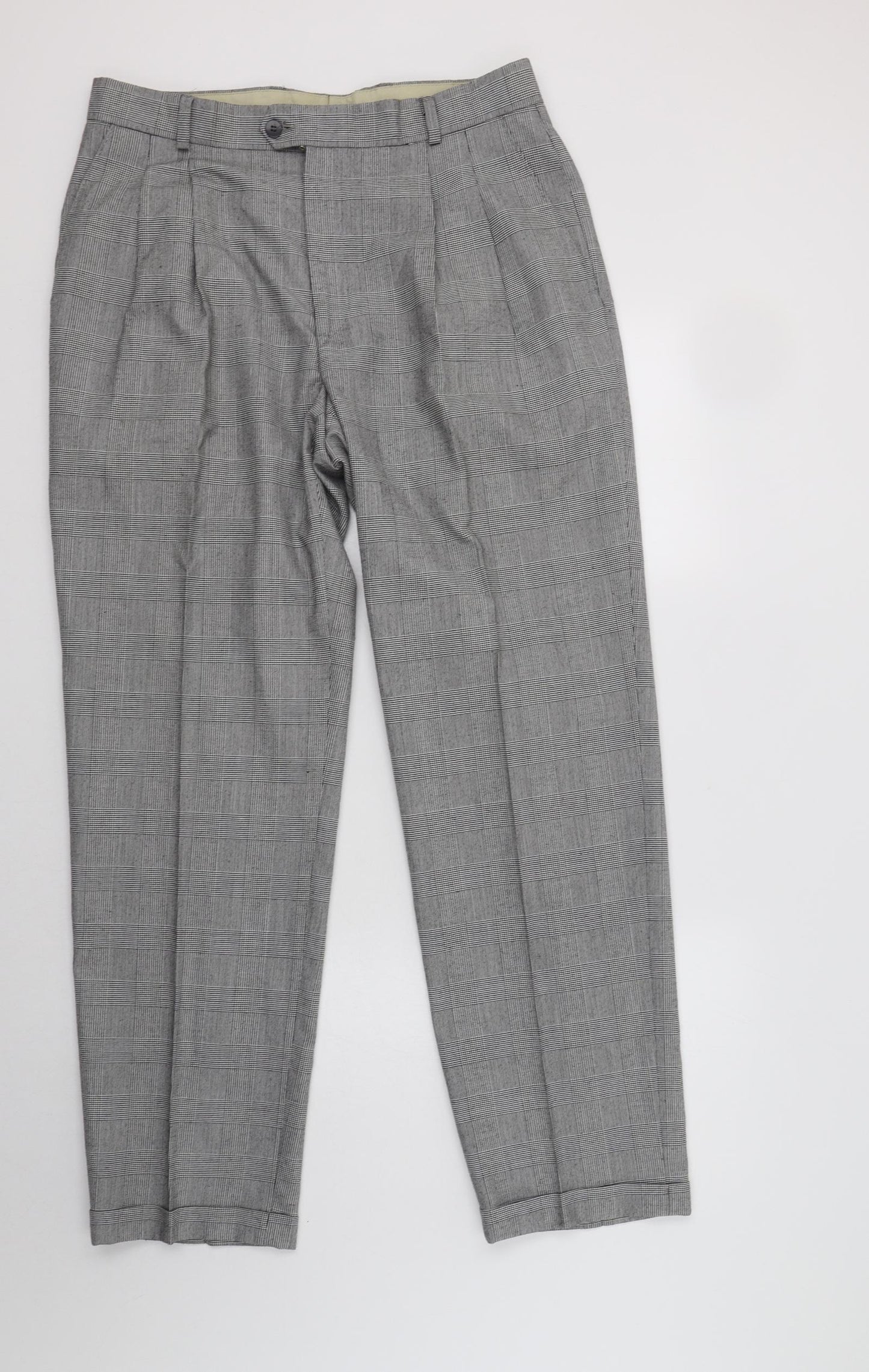 GTC Mens Black Check Polyester Dress Pants Trousers Size 34 L31 in Regular Button