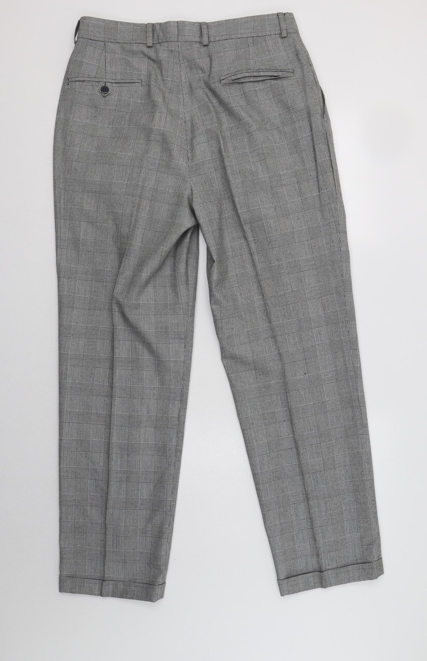 GTC Mens Black Check Polyester Dress Pants Trousers Size 34 L31 in Regular Button