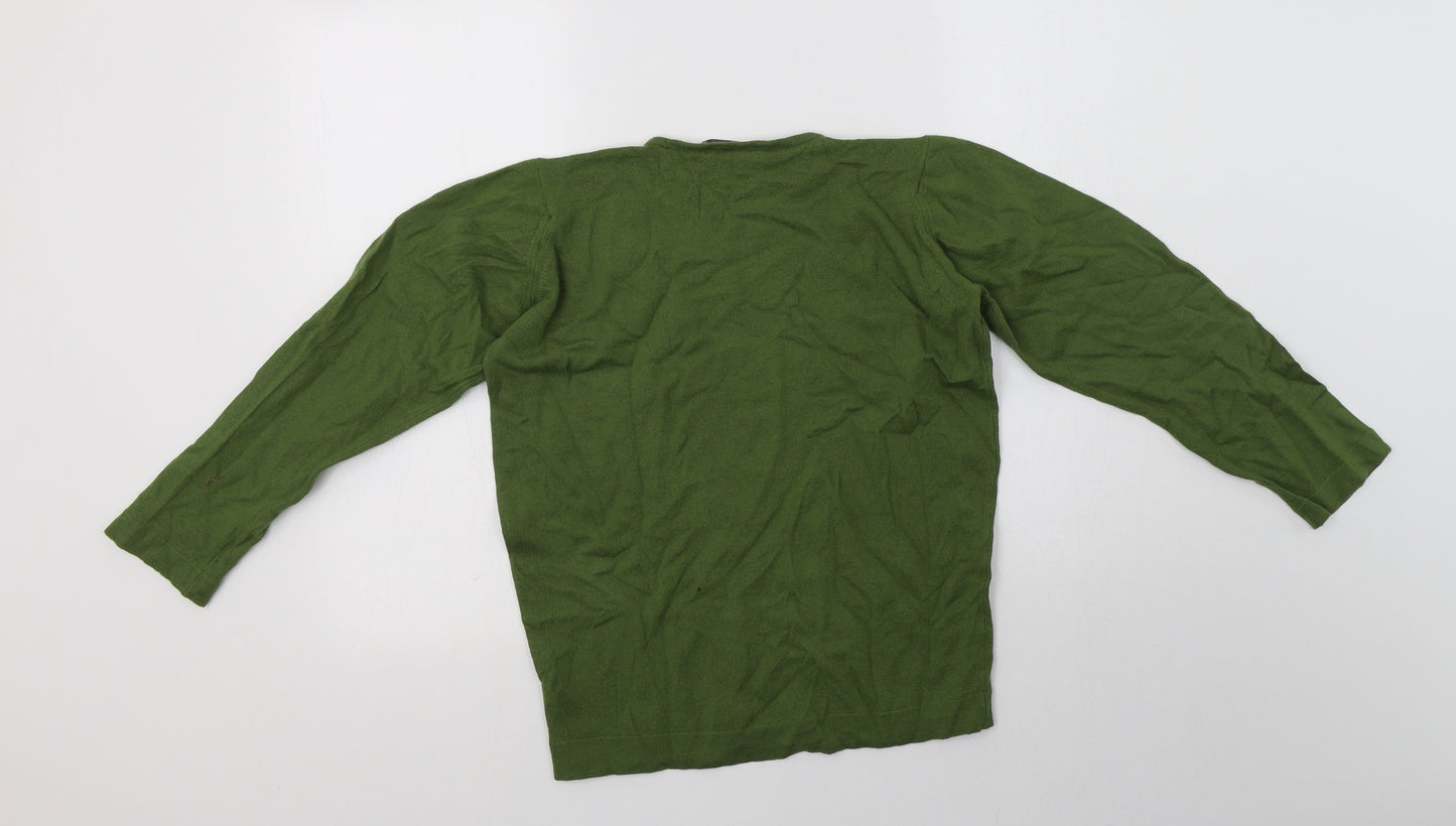 John Smedley Womens Green Crew Neck  Wool Pullover Jumper Size S