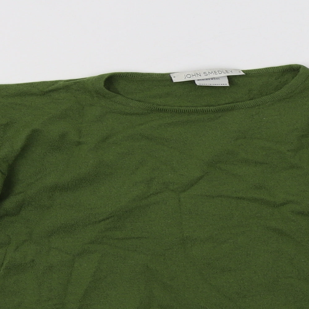 John Smedley Womens Green Crew Neck  Wool Pullover Jumper Size S