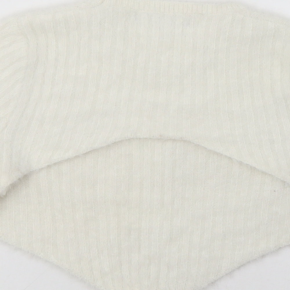 Missguided Womens White Crew Neck  Polyamide Pullover Jumper Size 10