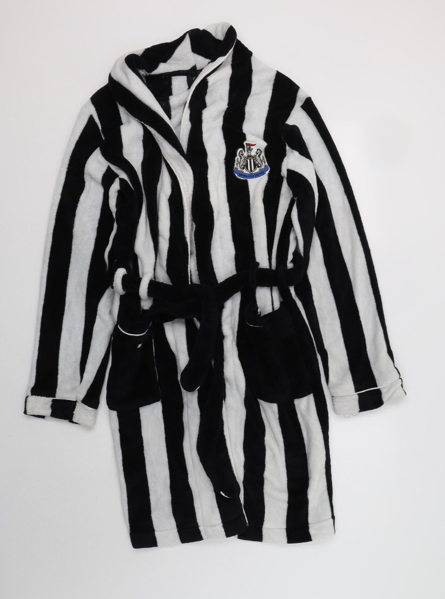 Newcastle United Mens Black Striped Polyester  Robe Size M