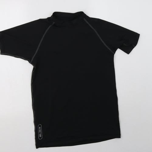 Preworn Womens Black  Polyester Basic T-Shirt Size L Mock Neck