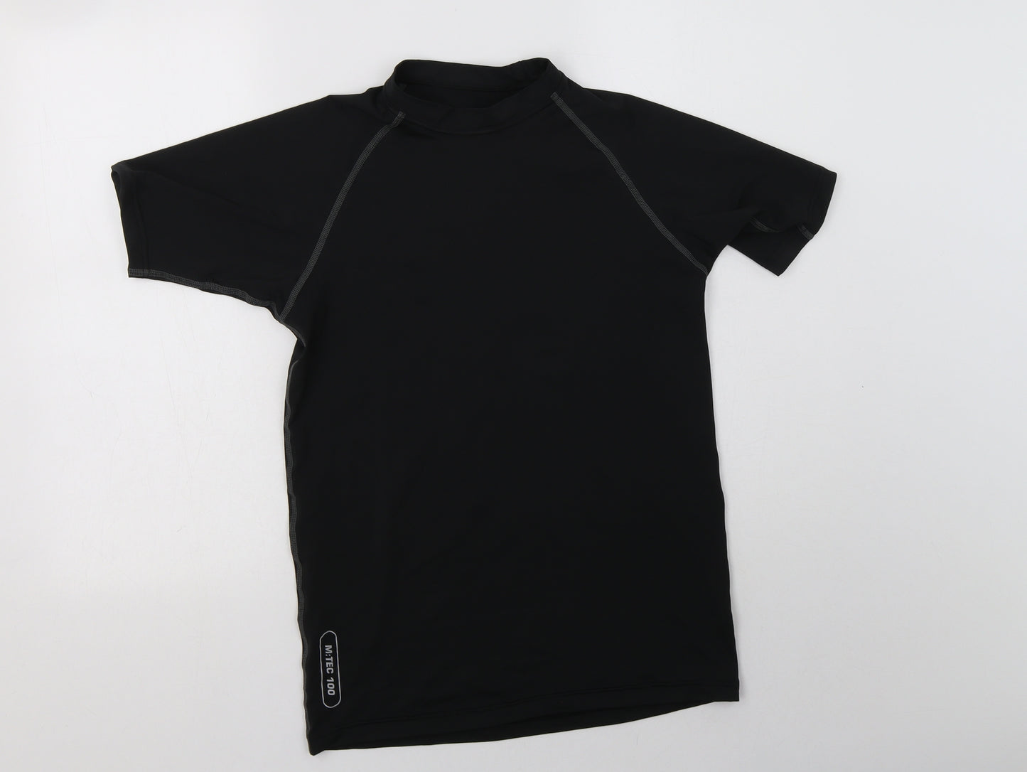 Preworn Womens Black  Polyester Basic T-Shirt Size L Mock Neck