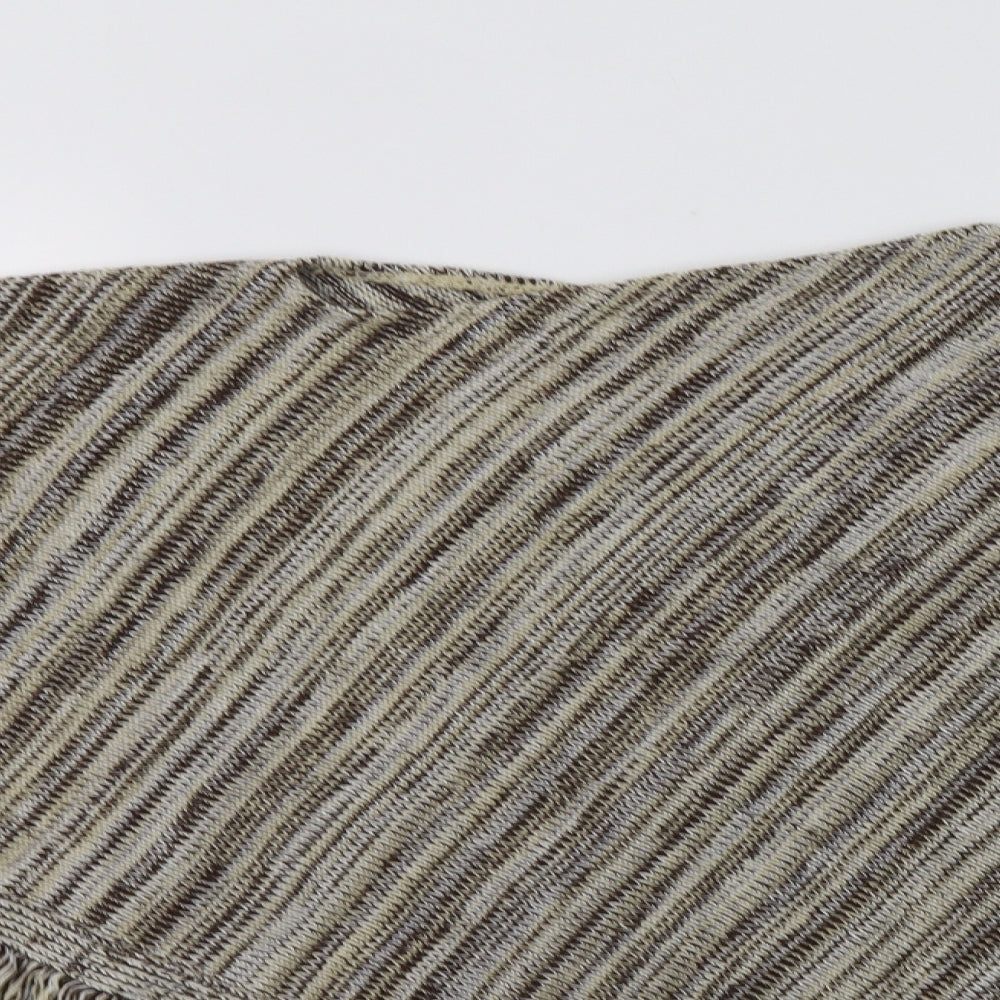 Dauchi Womens Beige Striped  Overcoat Poncho One Size