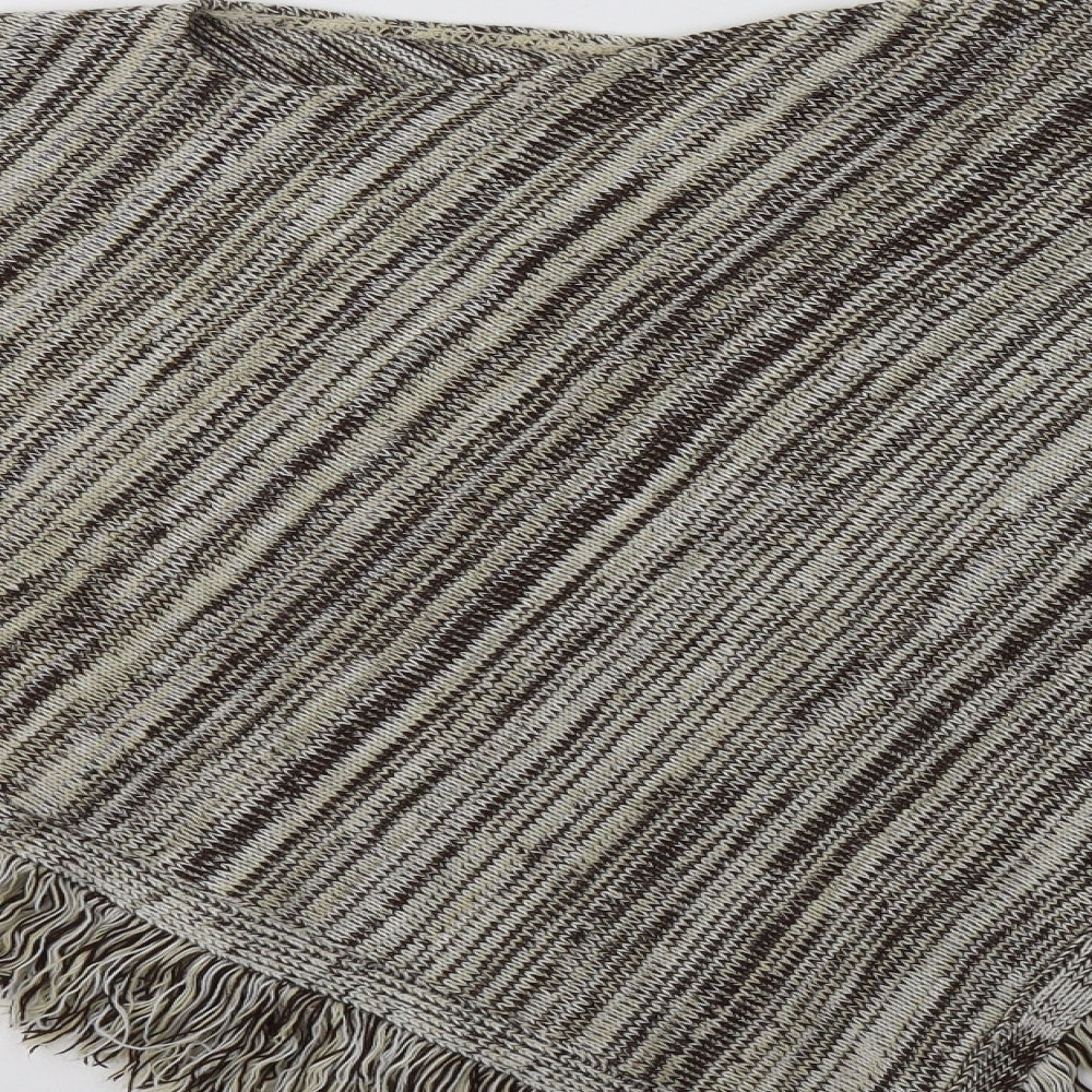 Dauchi Womens Beige Striped  Overcoat Poncho One Size