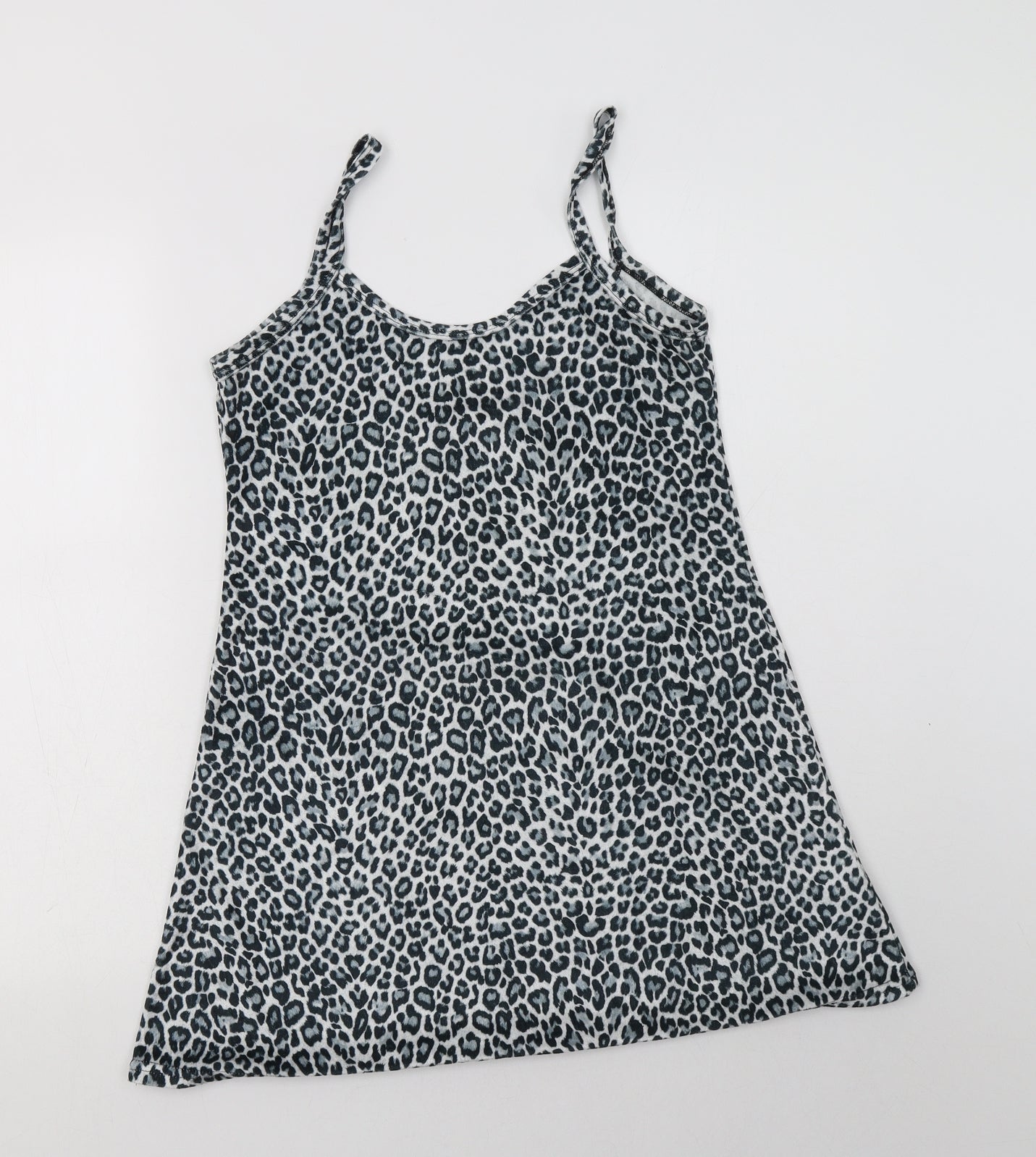 Preworn Womens Grey Animal Print Polyester Basic Tank Size M Scoop Neck
