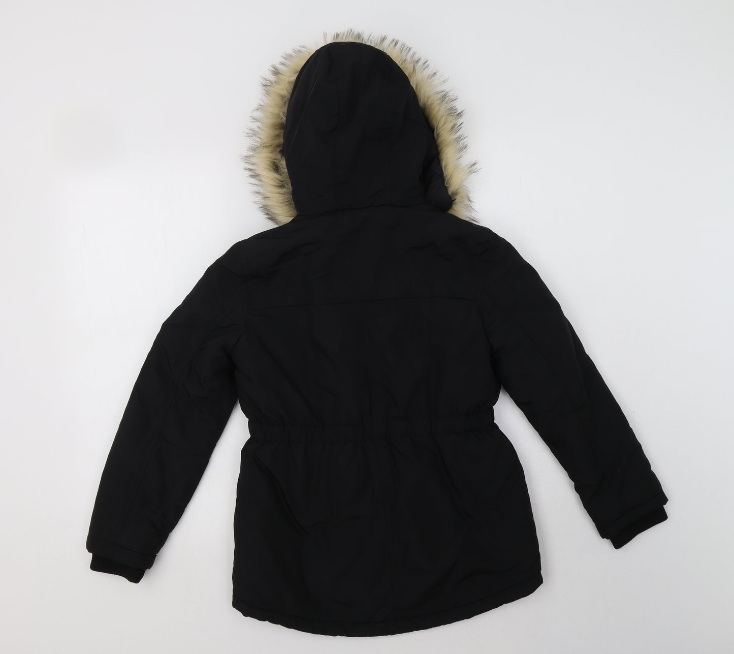 Nutmeg Girls Black   Parka Jacket Size 9-10 Years  Zip