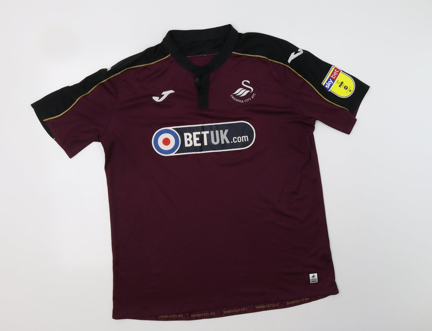 Joma Mens Purple  Polyester  T-Shirt Size L Henley  - Swansea City AFC