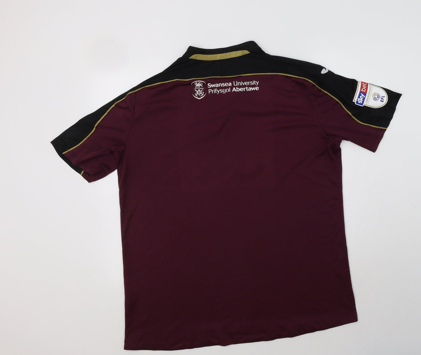 Joma Mens Purple  Polyester  T-Shirt Size L Henley  - Swansea City AFC