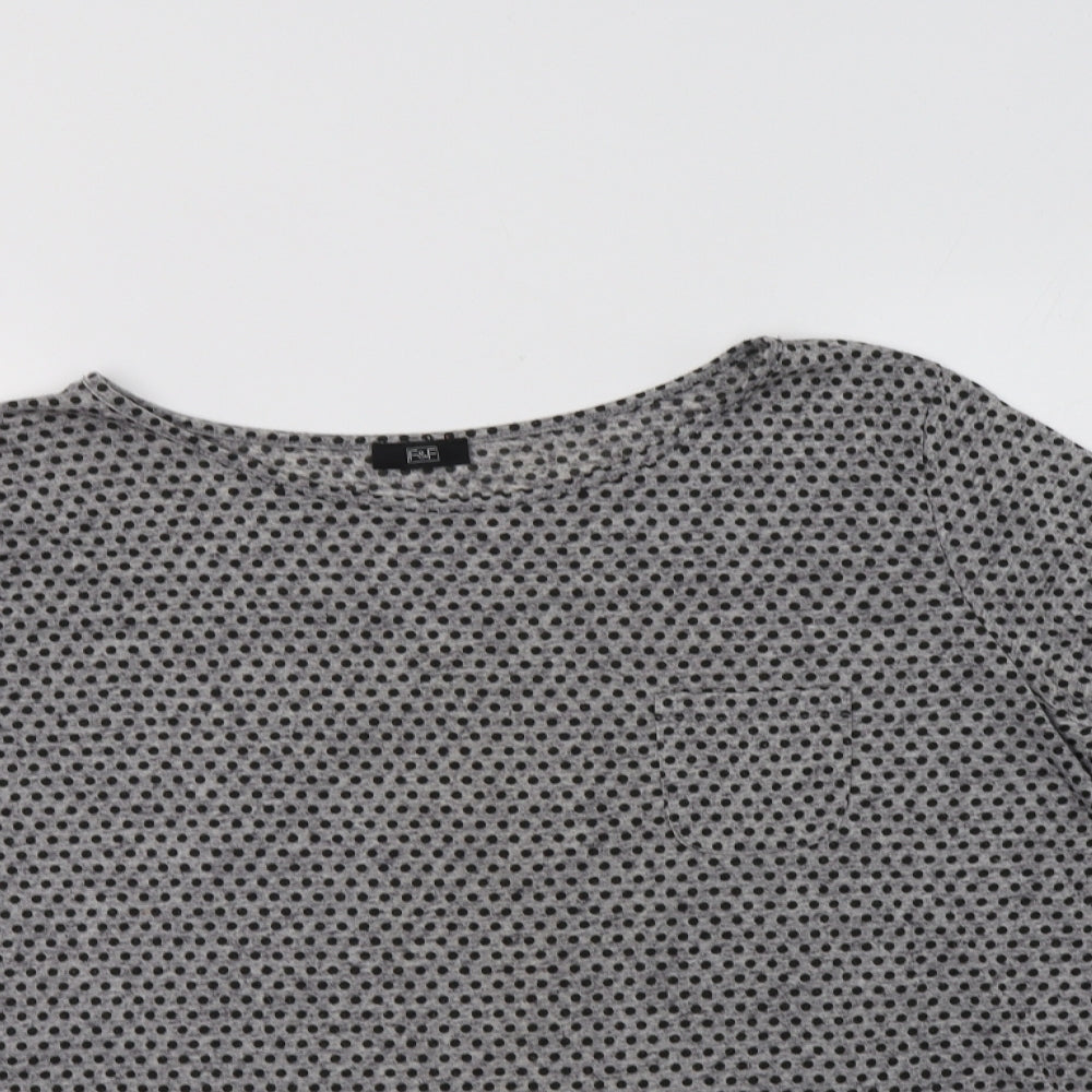 F&F Womens Grey Polka Dot Polyester Basic Blouse Size 22 Crew Neck