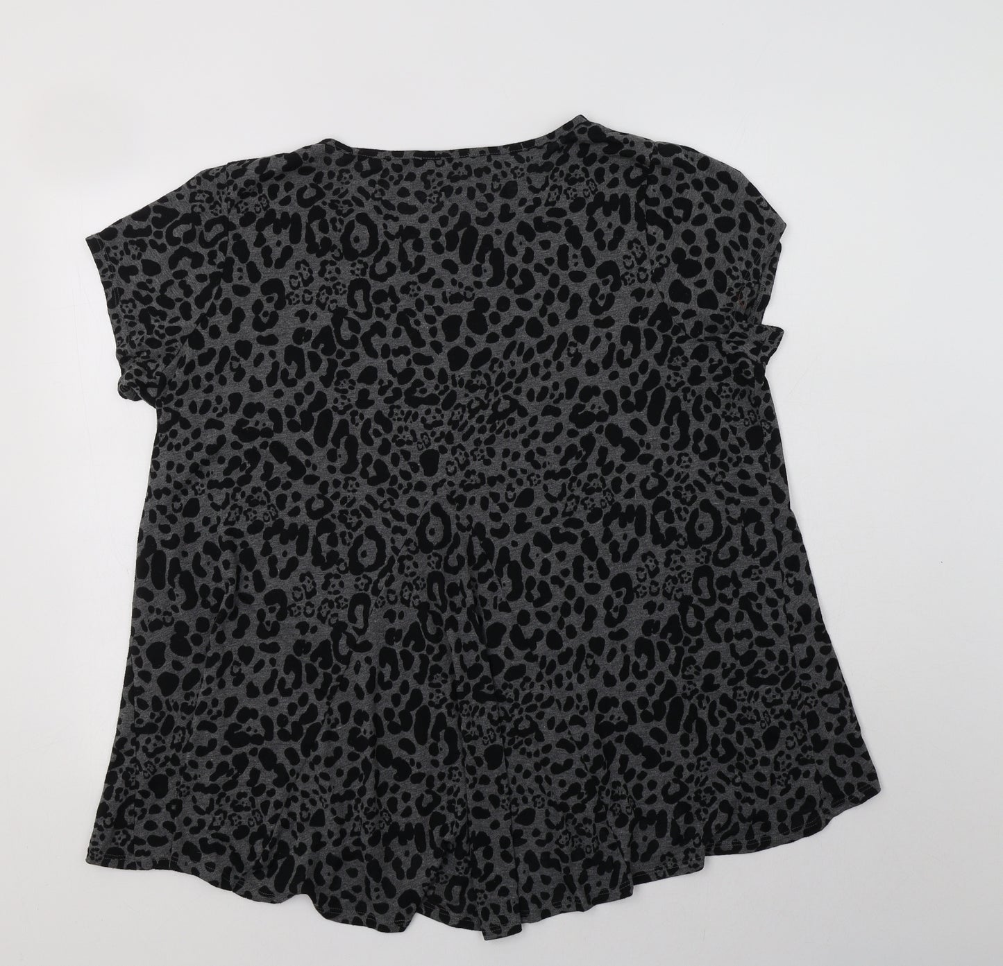 George Womens Grey Animal Print Polyester Basic Blouse Size 22 Crew Neck