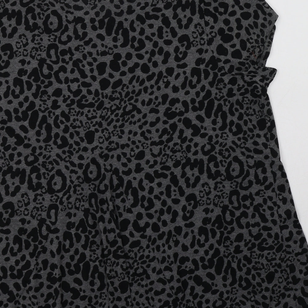 George Womens Grey Animal Print Polyester Basic Blouse Size 22 Crew Neck