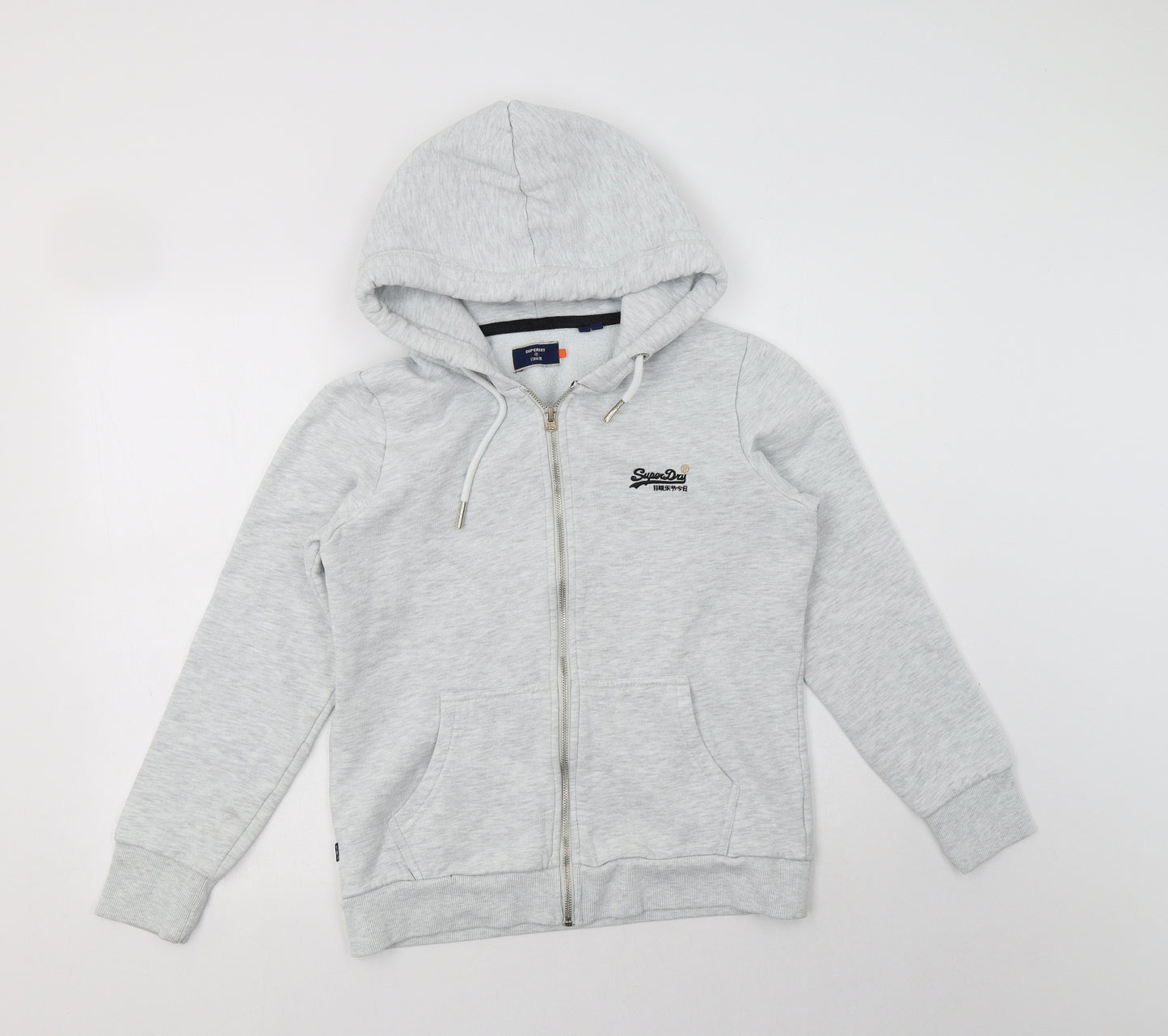 Superdry Womens Grey  Cotton Full Zip Hoodie Size 14  Zip