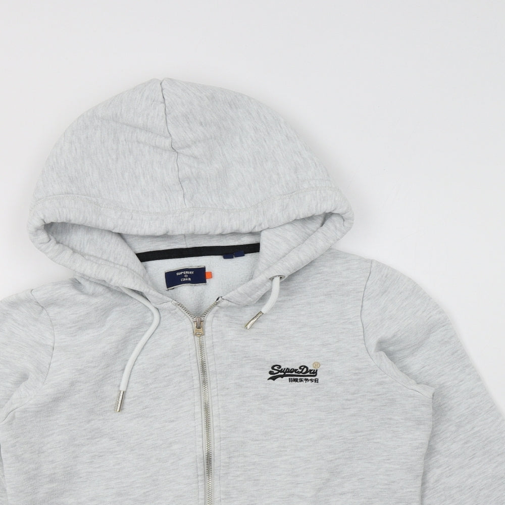 Superdry Womens Grey  Cotton Full Zip Hoodie Size 14  Zip