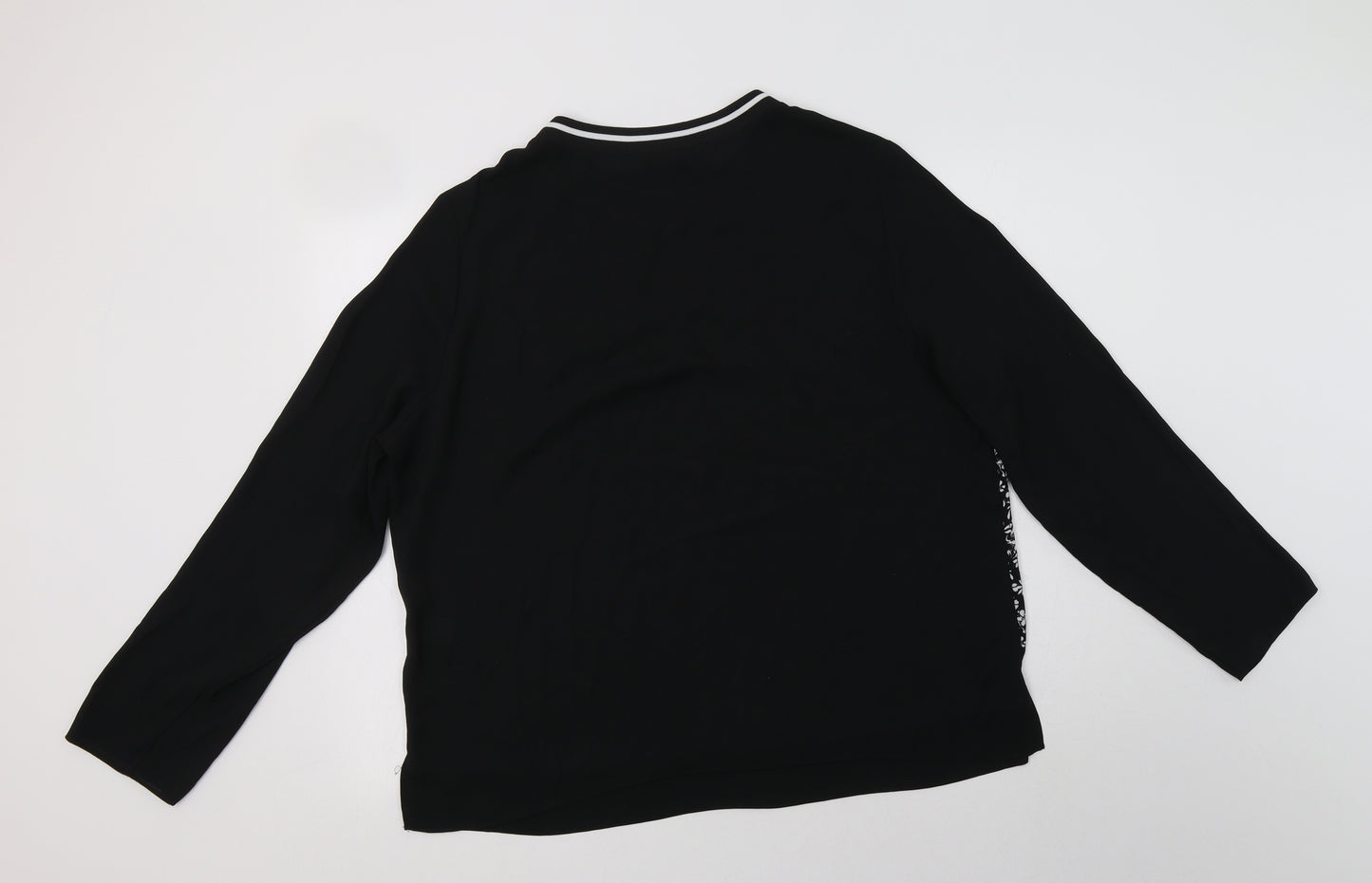 Primark Womens Black Floral Polyester Basic Blouse Size 18 Crew Neck