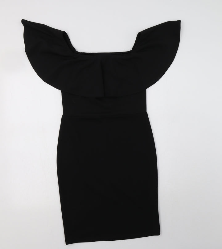Primark Womens Black Polyester Bodycon Size 8 Off the Shoulder