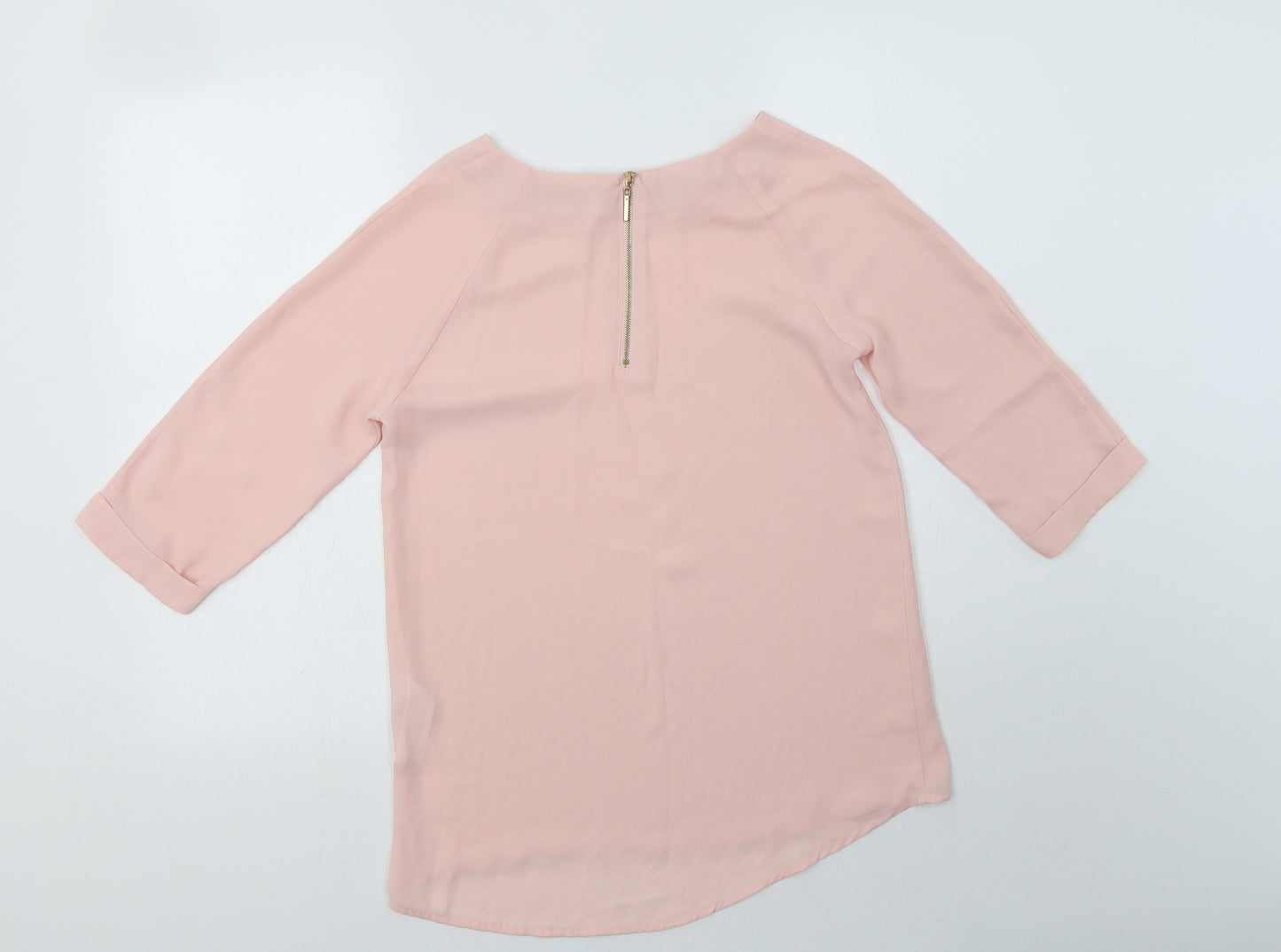 Primark Womens Pink  Polyester Basic Blouse Size 8 Round Neck