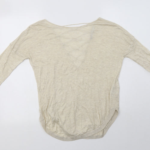 Only Womens Beige Round Neck  Acrylic Pullover Jumper Size S