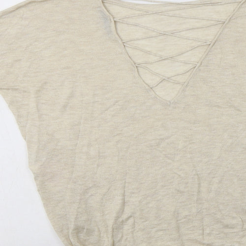 Only Womens Beige Round Neck  Acrylic Pullover Jumper Size S