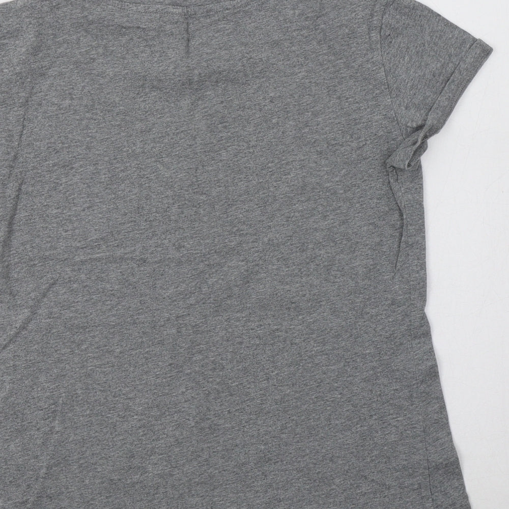 SheIn Womens Grey  Cotton Basic T-Shirt Size 10 Crew Neck - Smile