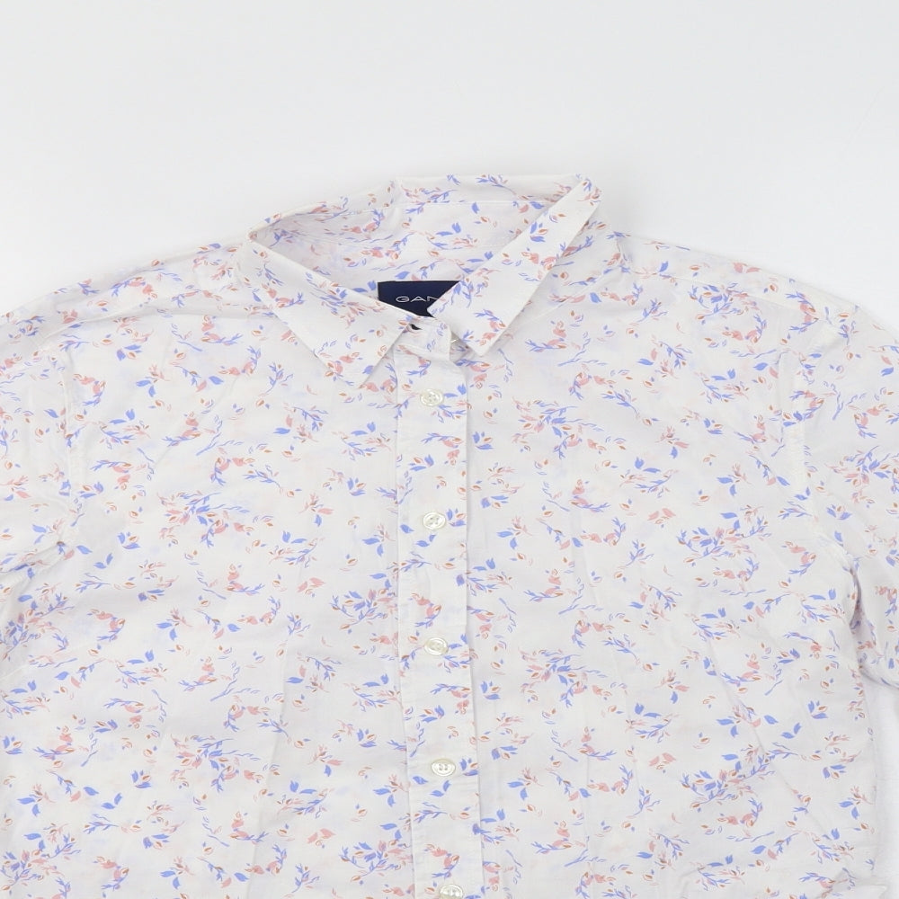 GANT Womens White Floral Cotton Basic Button-Up Size 8 Collared