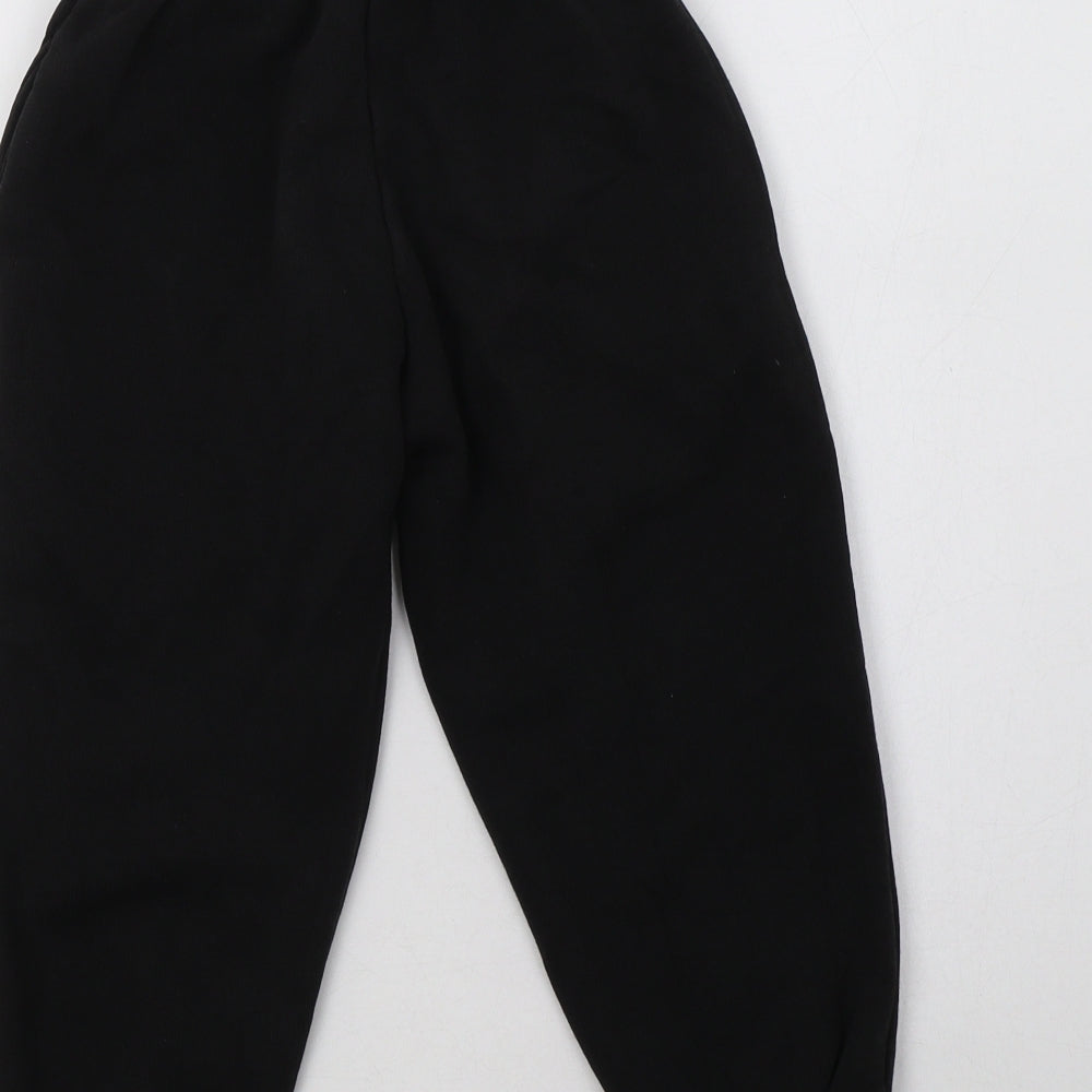 Sportex Boys Black  Cotton Jogger Trousers Size 3-4 Years  Regular Drawstring