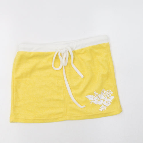 SheIn Womens Yellow  Polyester Mini Skirt Size S   Drawstring