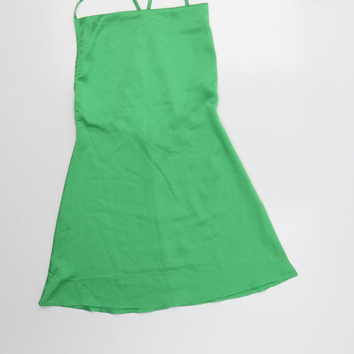 PRETTYLITTLETHING Womens Green  Polyester Mini  Size 8  Square Neck Zip