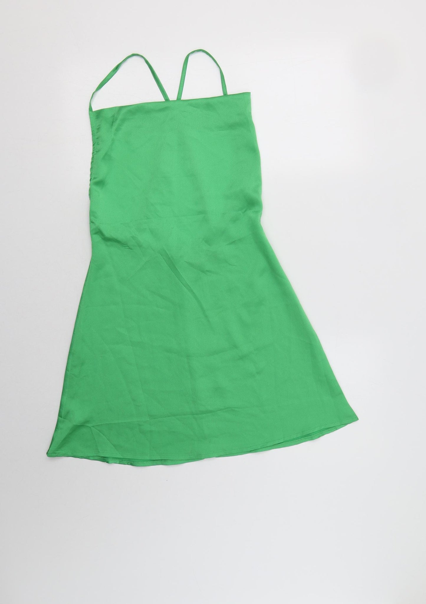 PRETTYLITTLETHING Womens Green  Polyester Mini  Size 8  Square Neck Zip