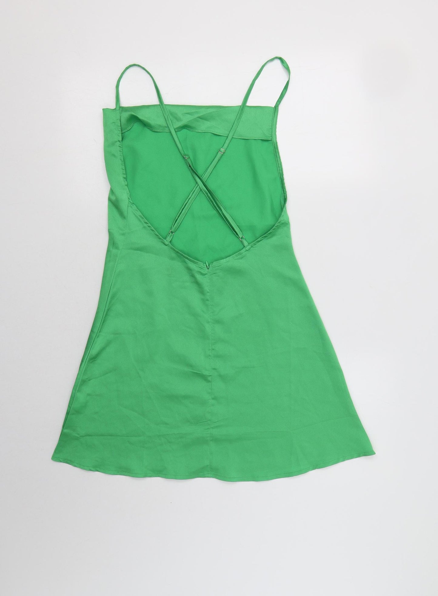 PRETTYLITTLETHING Womens Green  Polyester Mini  Size 8  Square Neck Zip