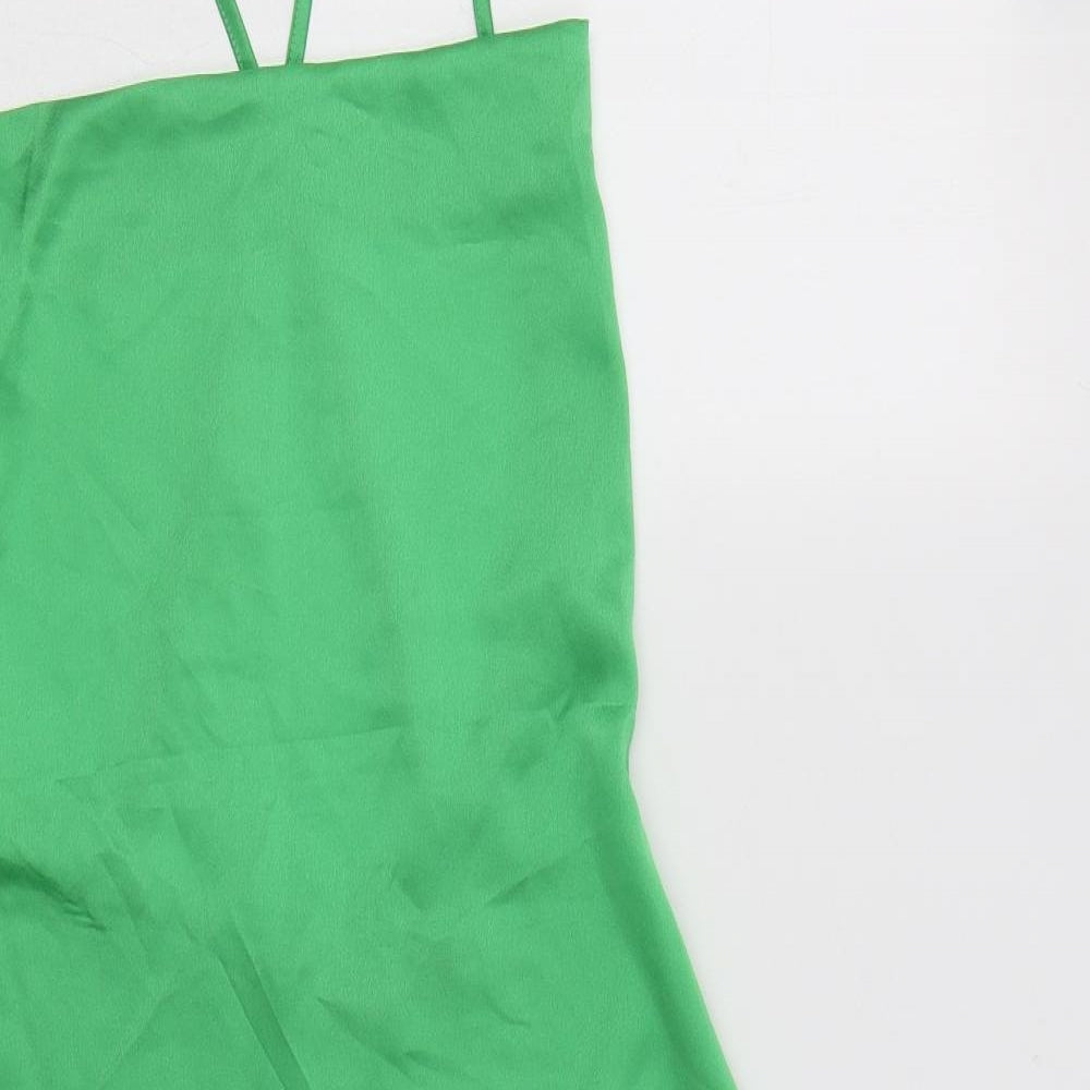 PRETTYLITTLETHING Womens Green  Polyester Mini  Size 8  Square Neck Zip