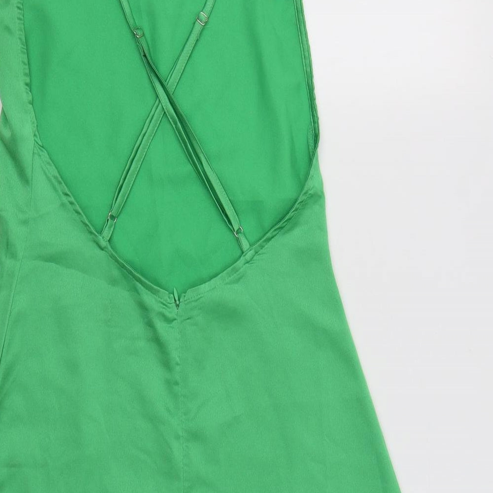PRETTYLITTLETHING Womens Green  Polyester Mini  Size 8  Square Neck Zip