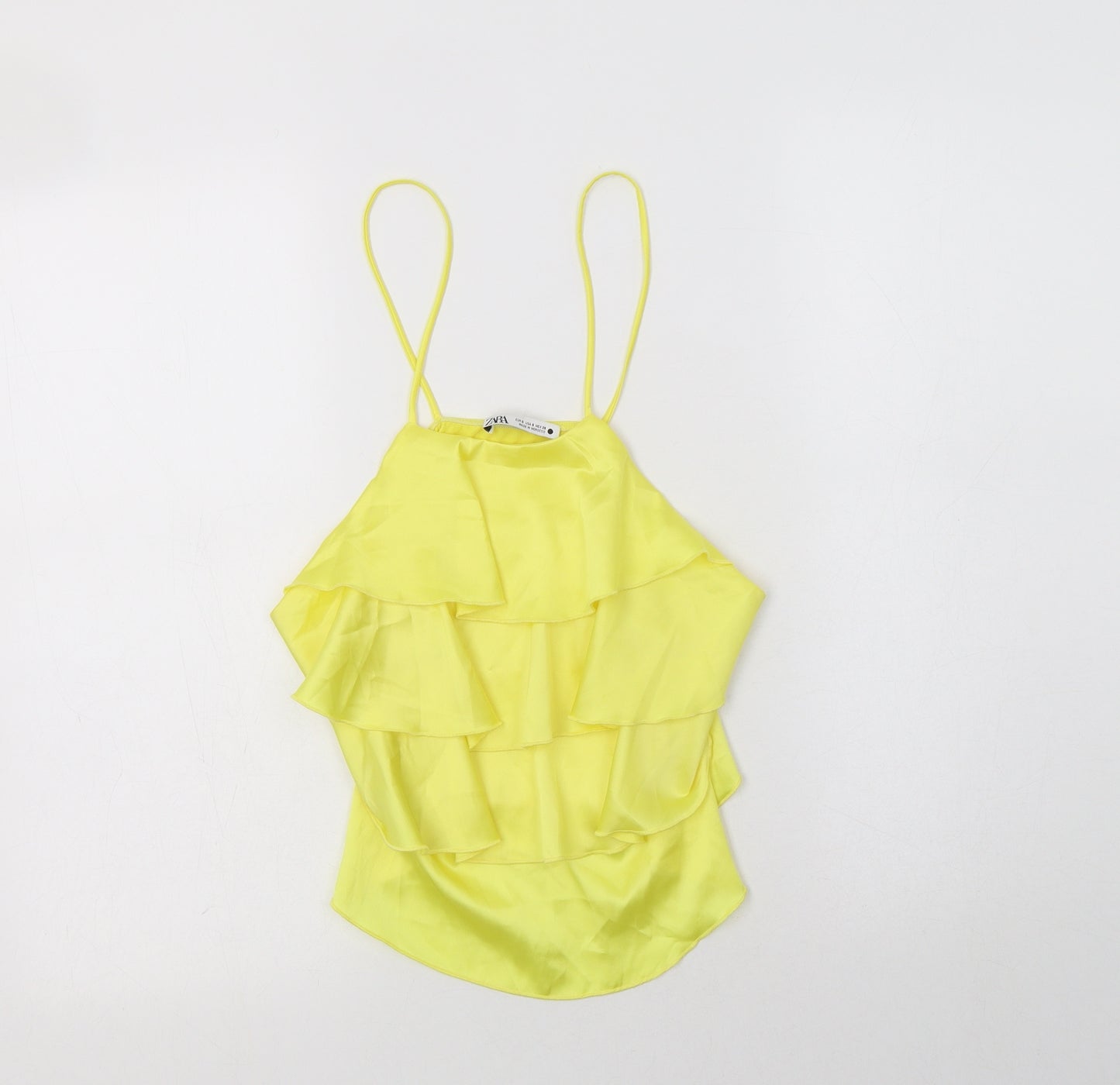 Zara Womens Yellow  Plastic Camisole Blouse Size S Square Neck