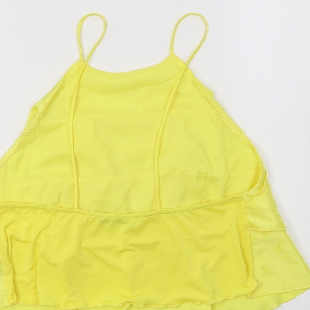 Zara Womens Yellow  Plastic Camisole Blouse Size S Square Neck