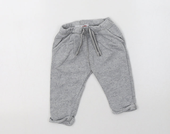 Minoti Baby Grey Cotton Pedal Pusher Trousers Size 6-9 Months Drawstring