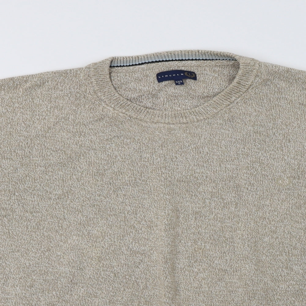 Matalan Mens Beige Crew Neck  Cotton Pullover Jumper Size 3XL