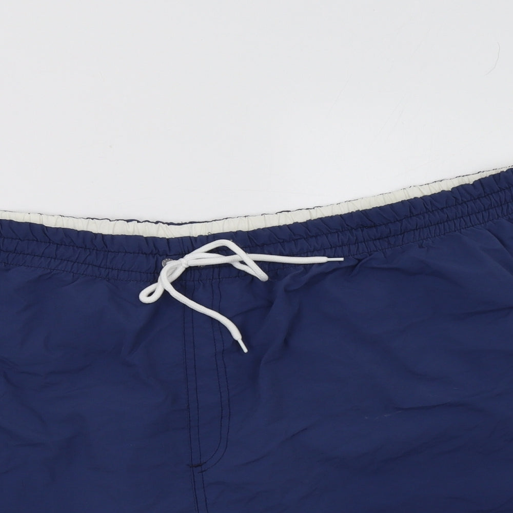 D555 Mens Blue  Polyester Bermuda Shorts Size 4XL L9 in Regular Drawstring